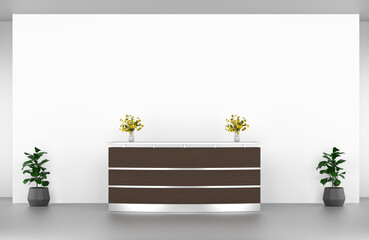 Wall Mural - roll up banner stand mockup in the reception. 3d rendering.
