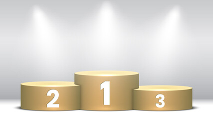 Blank winners podium with spotlights. Pedestal. Vector illustration.