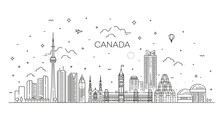 Canada Architecture Line Skyline Illustration