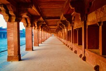 Huge Horse Stable Inside Ancient King's Palace In India. Little Hole In The Right Bottom Is To Tie.