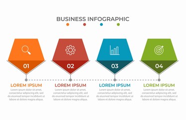 Business process infographic template. Thin line design with numbers 4 options or steps. Vector illustration graphic design