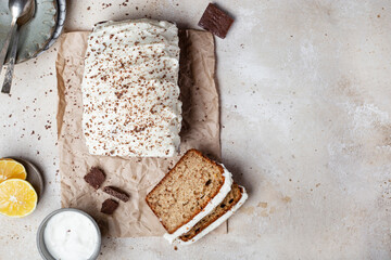 Wall Mural - Whole grain spelt flour cake with cream