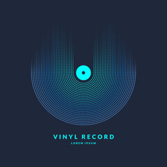 Wall Mural - vinyl record. poster of the sound wave. vector illustratio