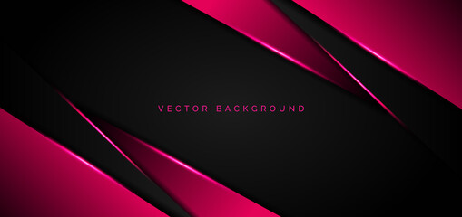 abstract template pink metallic overlap with pink light modern technology style on black background.