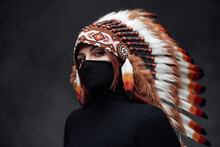 A Girl With Beauty Eyes In American Indian Fashion