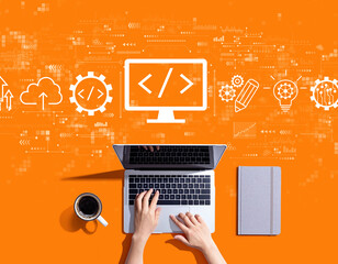 Web development concept with person using a laptop computer