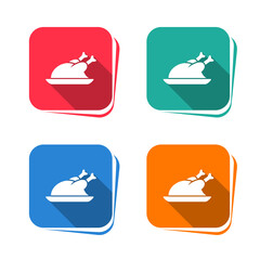 Wall Mural - Chicken icon on square button