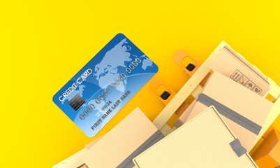 Poster - Credit card with cardboard boxes