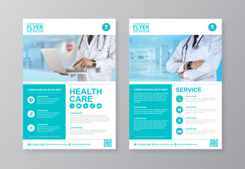 Corporate healthcare and medical cover and back page a4 flyer design template for print