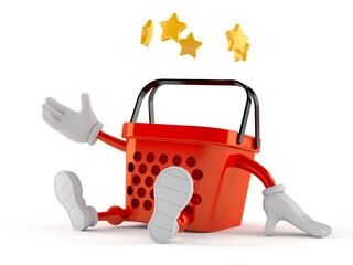 Poster - Shopping basket character with stars around head