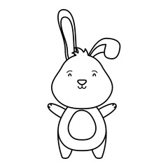 Wall Mural - cute easter little rabbit character line style icon