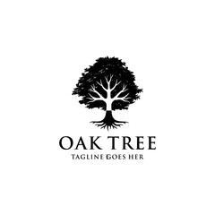 Wall Mural - Illustration silhouette Tree Oak logo design vintage vector 