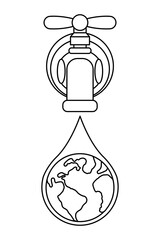 Poster - water tap with world planet earth in drop