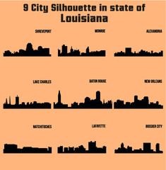 Sticker - 9 City in Louisiana ( Baton Rouge, Monroe, Shreveport, New Orleans, Lake Charles, Lafayette, Bossier City, Alexandria, Natchitoches )