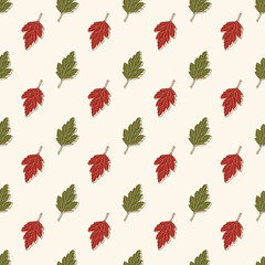 Wall Mural - Seamless pattern with fall leaf, abstract geometric outline leaf texture design