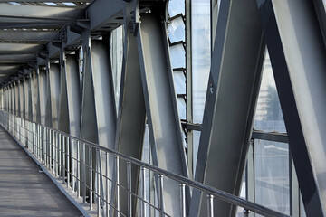 metal frame of an aboveground pedestrian crossing