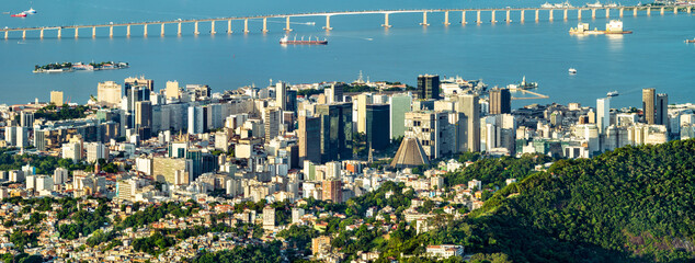 Sticker - Cityscape of Downtown Rio de Janeiro from Corcovado in Brazil