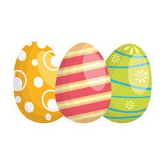 Sticker - happy easter three eggs paint icons