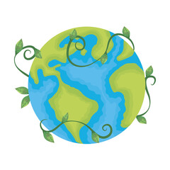 Wall Mural - world planet earth with climbing plant