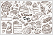 © Voitkova - Dessert set, cake, pastry, muffins, strudel, waffles and more item arehand-draw vintage engraving illustration for poster, label and menu. Illustration set in graphic sketch style.