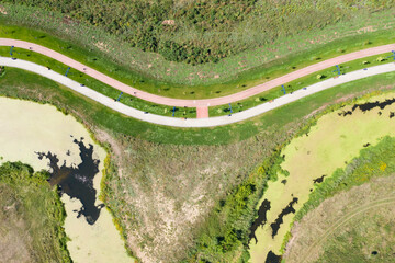 Wall Mural - sidewalk and bike path, top view
