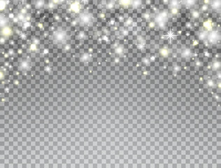 Wall Mural - glowing light frame on transparent background. christmas decoration. magic light effect. glitter gol