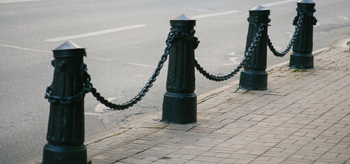 Anti parking bollard in the city