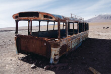Rusty Bus In The Bolivian Desert