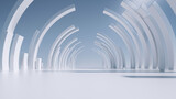 Fototapeta Przestrzenne - 3d render, white abstract minimal futuristic background.