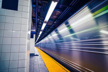 Fast Subway Train In New York City