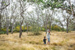 © Rob and Julia Campbell/Stocksy - Dad walking with kids in nature.