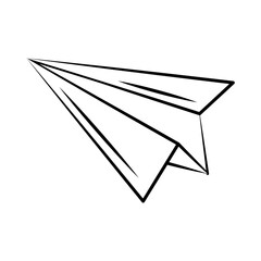 Sticker - minimalist tattoo boho paper plane line art icon over white background