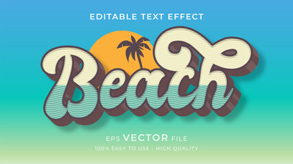 Wall Mural - summer beach editable text effect concept