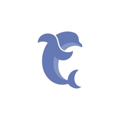 dolphin forming a letter t logo