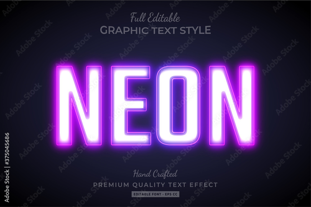 Gradient Neon 3d Text Style Effect Stock Vector | Adobe Stock