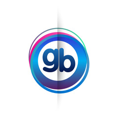 Letter GB logo with colorful circle, letter combination logo design with ring, circle object for creative industry, web, business and company.