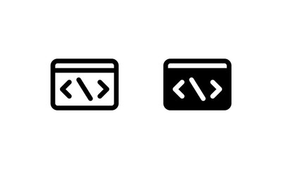 Program code icon. Outline and glyph style