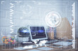 © peshkova - Multi exposure of desktop with personal computer and tech theme drawing. Concept of Bigdata.