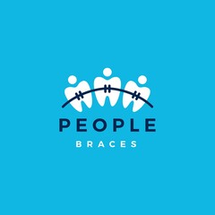 Sticker - people dental braces logo vector icon illustration