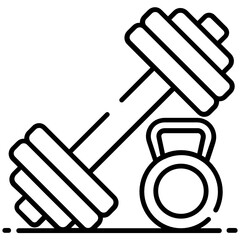 Wall Mural - 
Dumbbell with kettlebell showcasing weightlifting icon
