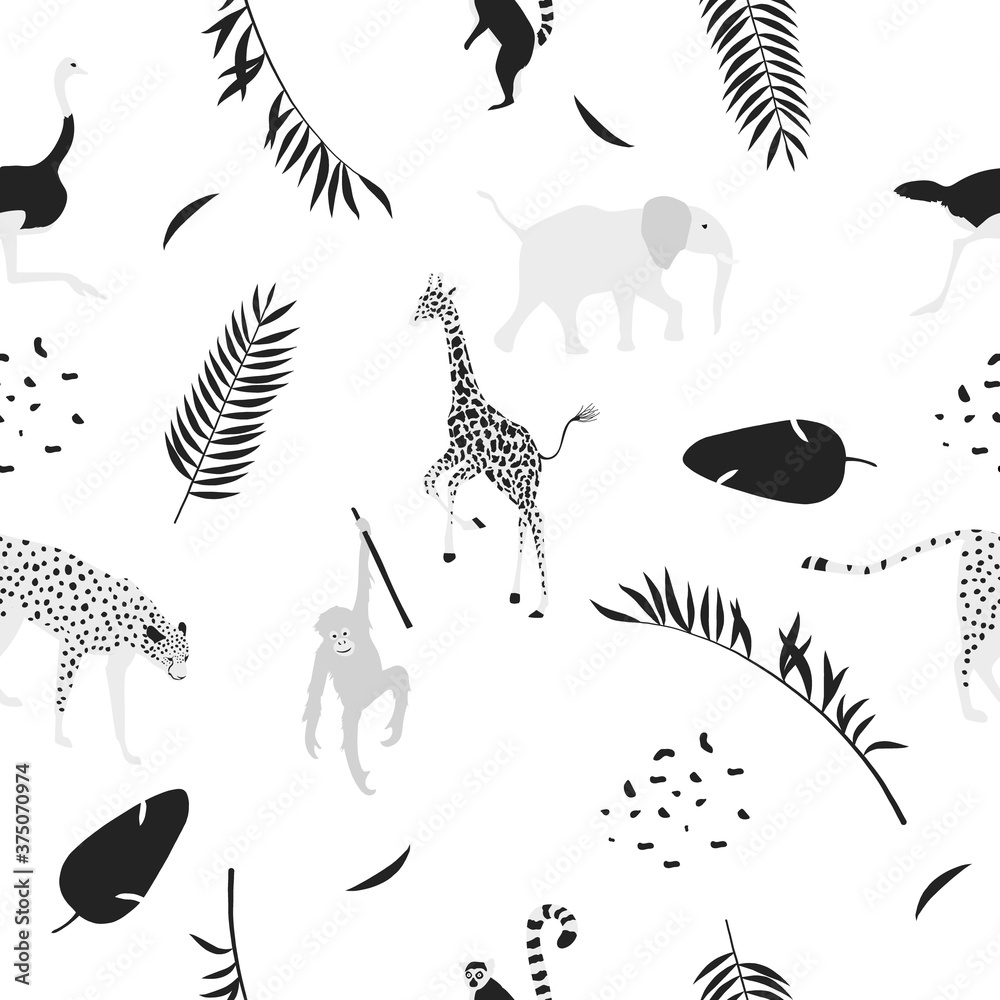 アニマル シンプルアート 背景 パターン 動物イラスト Abstract Wall Mural Abstra Crenect