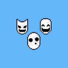 Wall Mural - Pixel art white mask icon design.