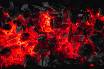 hot red coals among black ash, wallpapers for mobile devices, abstract