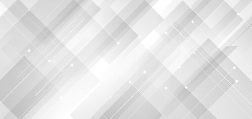 Wall Mural - Abstract background modern technology white and gray square geometric overlapping with lines.