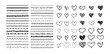 Vector hand drawn design elements isolated on white background, black drawings, freehand brush stroke.