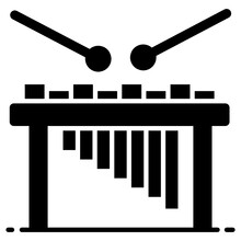 
Percussion Instrument With Rattle, Icon Of Marimba Vector Design  
