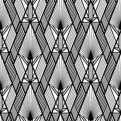 Art Deco pattern. Vector black white background