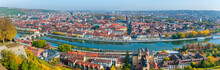Panoramiv View To Medieval Old Town Wuerzburg At River Main In Bavaria, Germany
