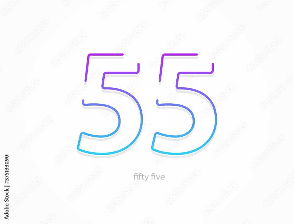 55 number, outline stroke gradient font. Trendy, dynamic creative style ...