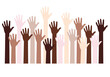 Human hands fight against racism, black lives matter, vector